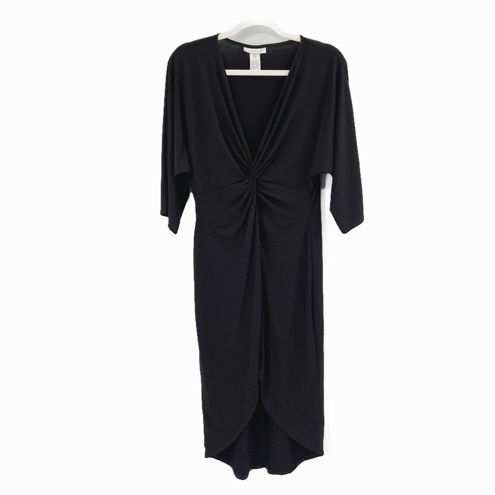 La Blanca Undercover Cocoon Swim Cover Up Dress‎ Sz M Black Stretch 3/4 Sleeve